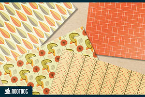 1950s Fall Digital Papermid-century