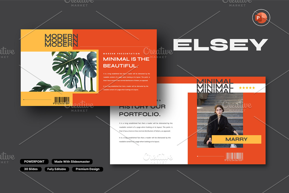 Elsey Minimal Powerpoint Template, a Presentation Template by Fortyone (Photo 1 of 5)