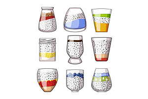 Chia seed puddings in various, a Food Illustration by pikepicture
