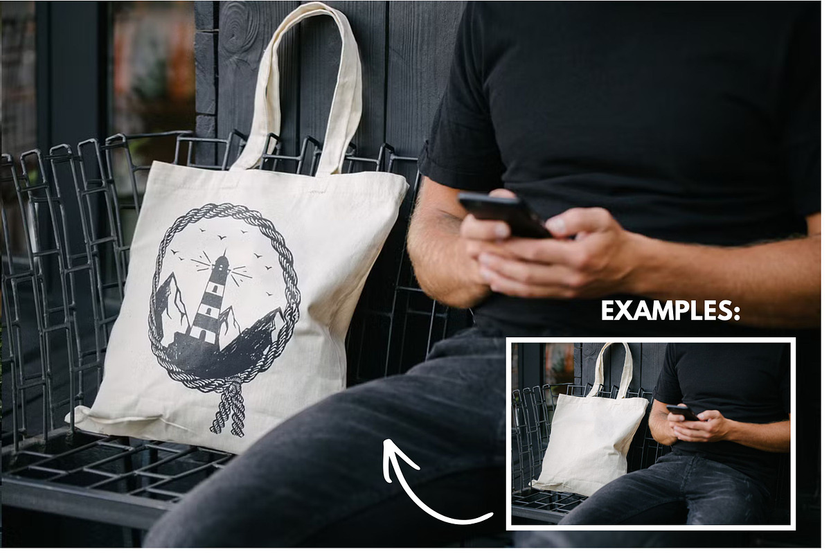 Bags Tote Mockup (OAD113 Liberty), a Merchandise Mockup by Arfis (Photo 7 of 14)