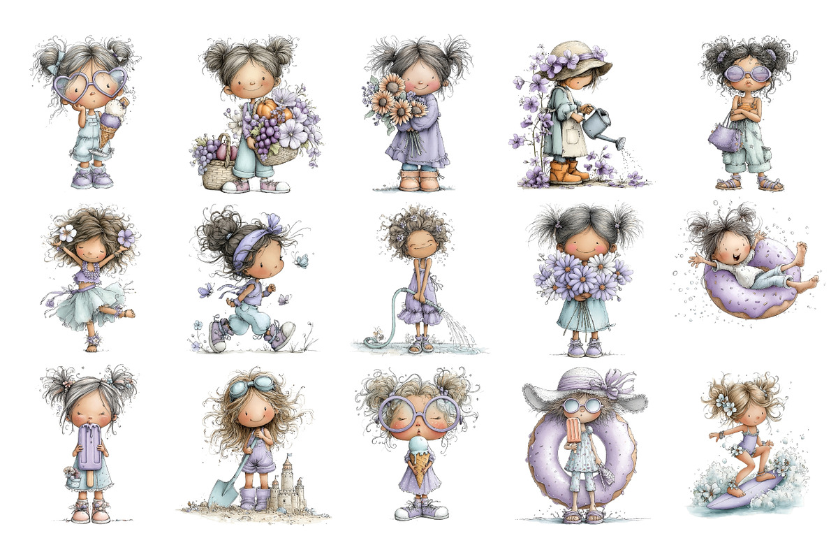 Summer Girl PNG Clipart Bundle, a Person Illustration by Nicolle's Colorful Art (Photo 2 of 5)