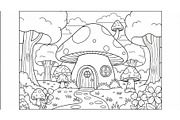 Whimsical Mushroom House Line Art bu, an Illustration by Designs_River (Thumbnail 41 of 51)