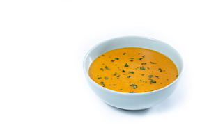 Creamy Carrot Soup in Blue Bowl, a Food & Drink Photo by etorres69