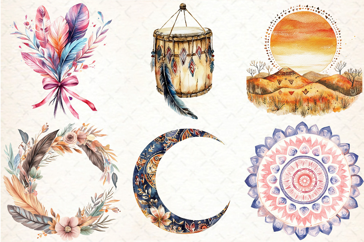 Boho Tribal PNG Set, an Illustration by DreamCafeArt (Photo 4 of 7)