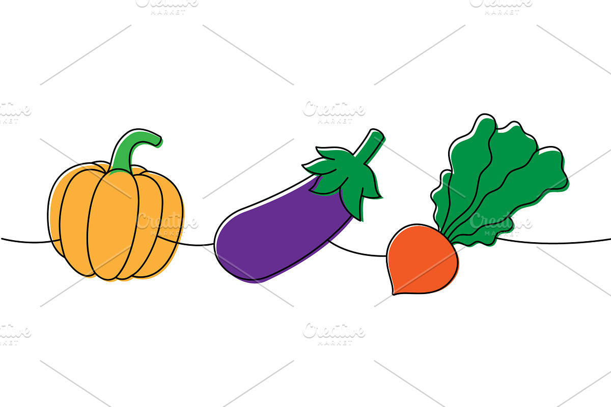 Fresh pumpkin, eggplant, turnip one, a Food Illustration by GraphiShop