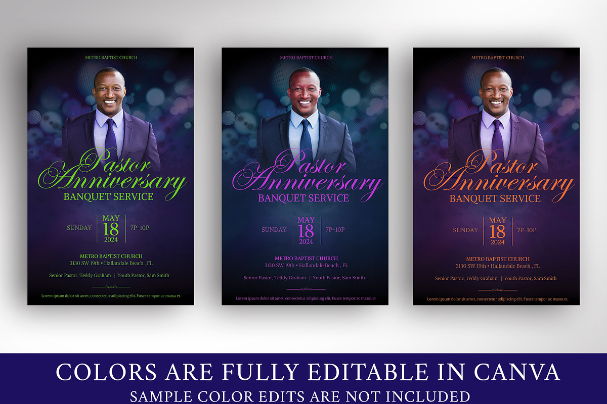 Pastor Anniversary Banquet Flyer, a Flyer Template by Four C Graphic (Photo 3 of 10)