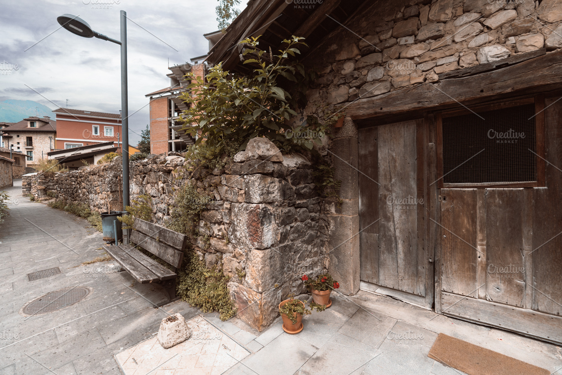 Rustic village stone street, an Architecture Photo by SkyNext
