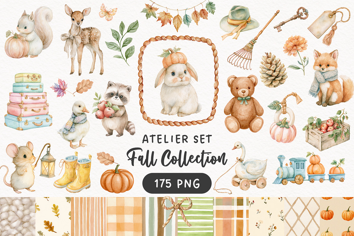 Fall Nursery Atelier Clipart Bundle, an Animal Illustration by PaintPixelCo (Photo 1 of 16)