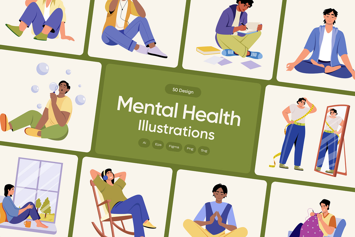 Mental Health Illustration Set, a Healthcare Illustration by Creative Stall (Photo 1 of 9)