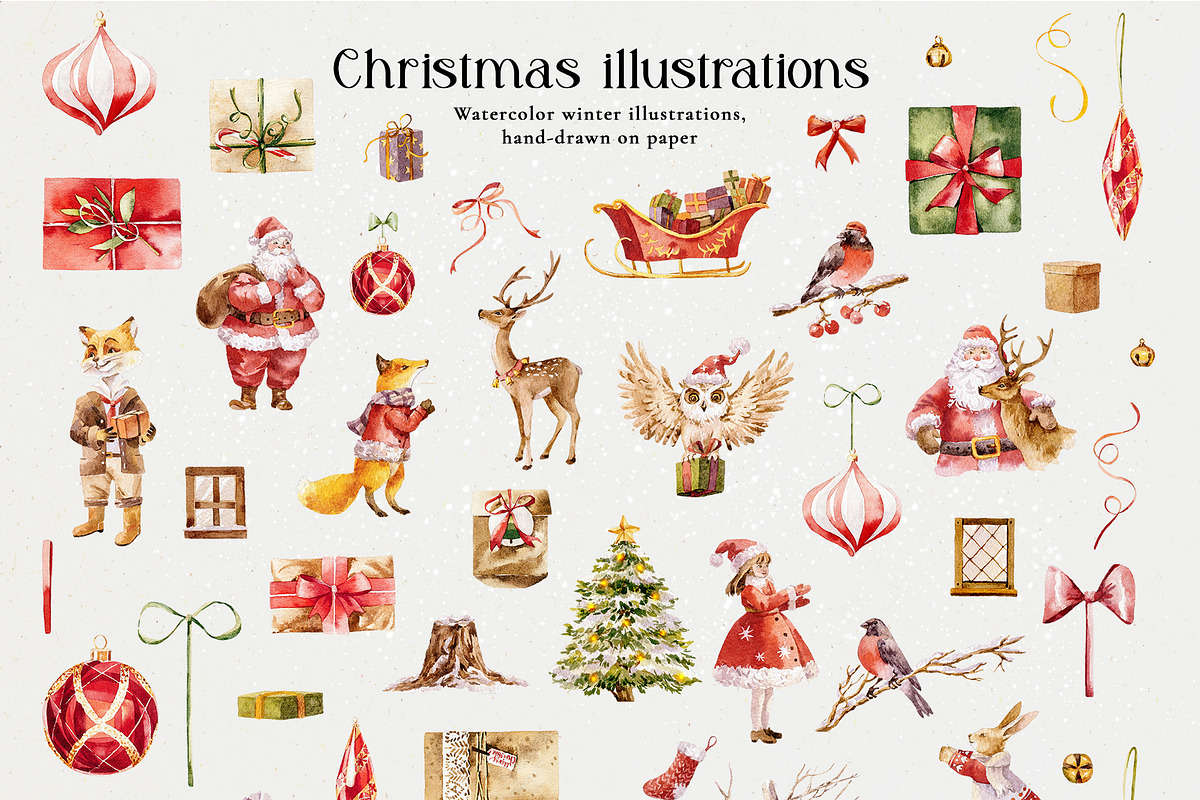 Happy Christmas time- Watercolor set, a Seasonal Illustration by Pamyatka Shop (Photo 11 of 11)
