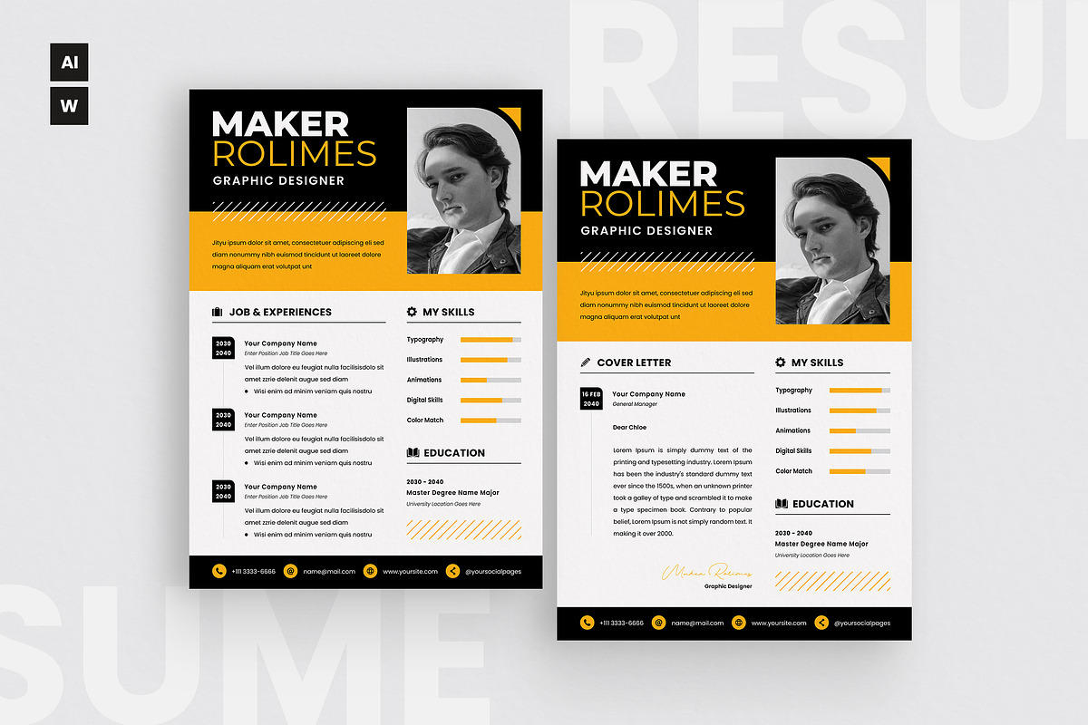 Modern Resume CV, a Resume Template by dokudokunomi (Photo 1 of 4)