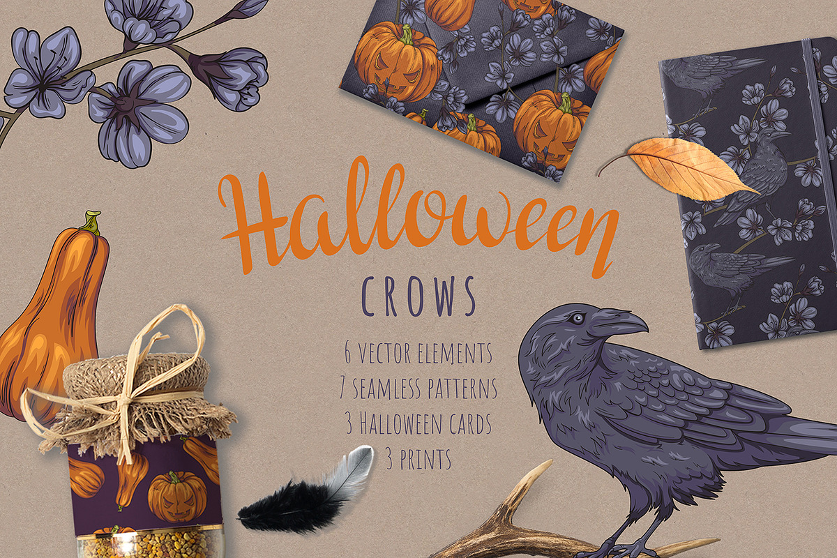 Halloween crows, a Background Graphic by HmarkaShop (Photo 1 of 5)