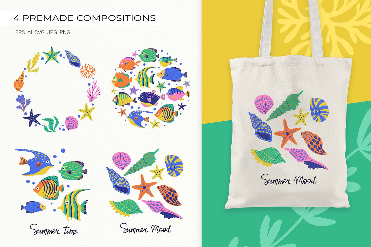 Fish & Seashells clipart, an Animal Illustration by Irina Ostapenko (Photo 4 of 9)