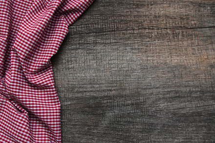 Checkered napkin featuring table, top, and wooden, an Abstract Photo by Olena Rudo