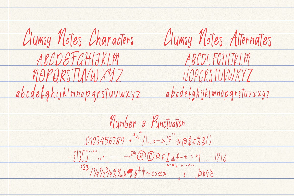 Clumsy Notes, a Handwritten Font by deadlock studio (Photo 7 of 9)
