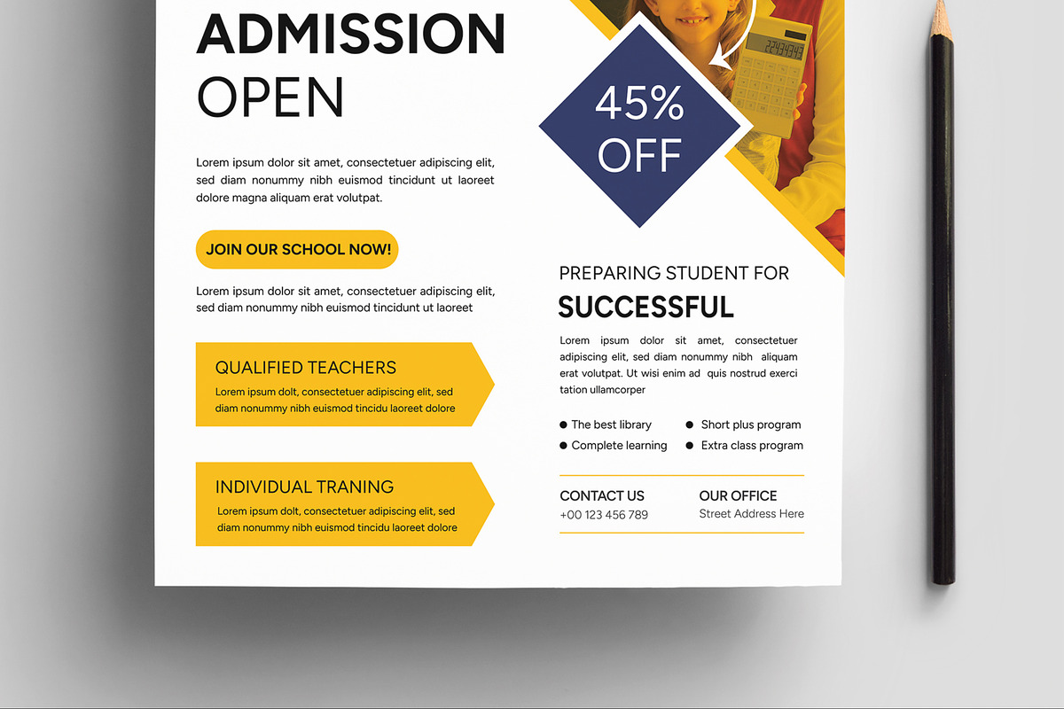 School Admission Flyer Template, a Flyer Template by MightyDesign (Photo 3 of 7)