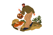 People pick mushrooms in fall forest, a Person Illustration by Good Studio (Thumbnail 5 of 7)