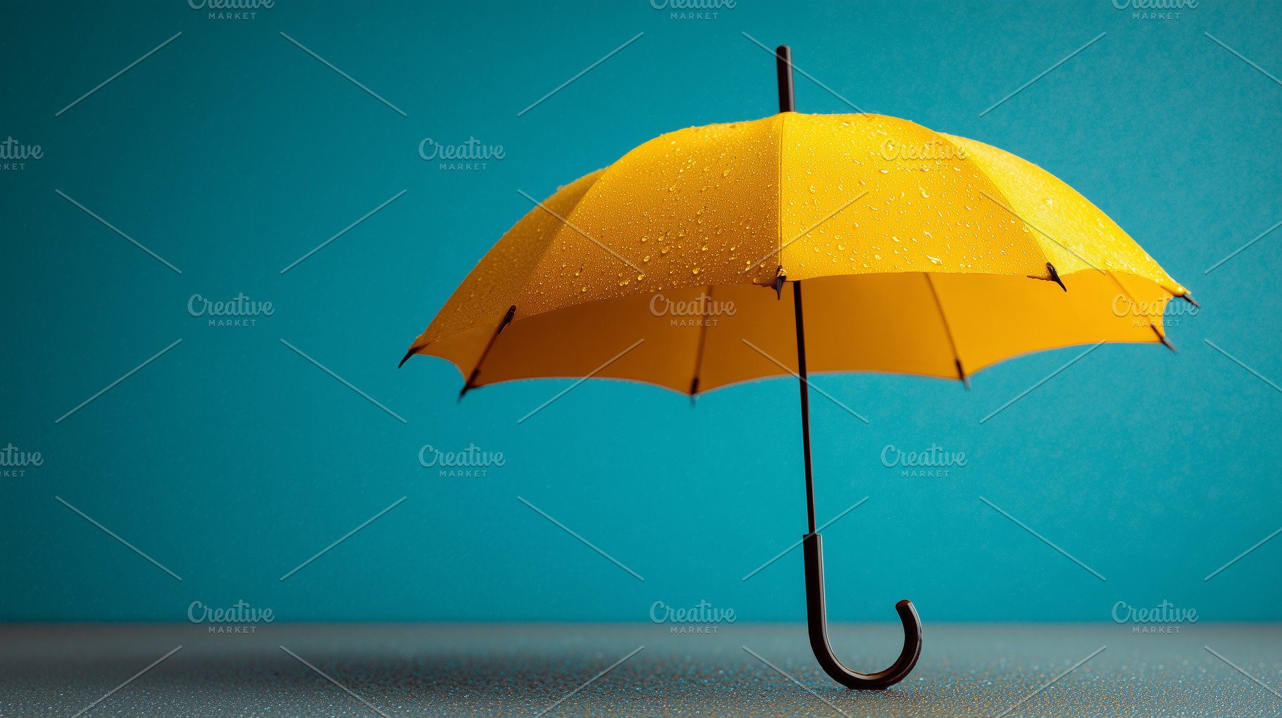Bright yellow umbrella with water, a Background Photo by MistyDay