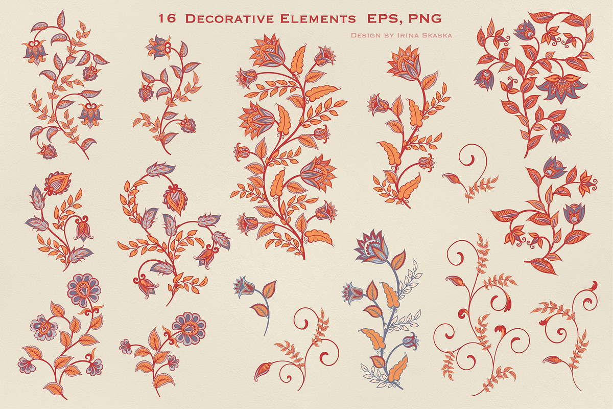 FLORAL ORNAMENTS. Vector Set., a Pattern Graphic by Irina Skaska (Photo 15 of 17)