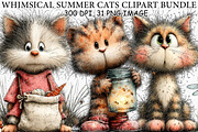 Whimsical Summer Cats Clipart Bundle, an Illustration by Canvas Craft (Thumbnail 1 of 7)
