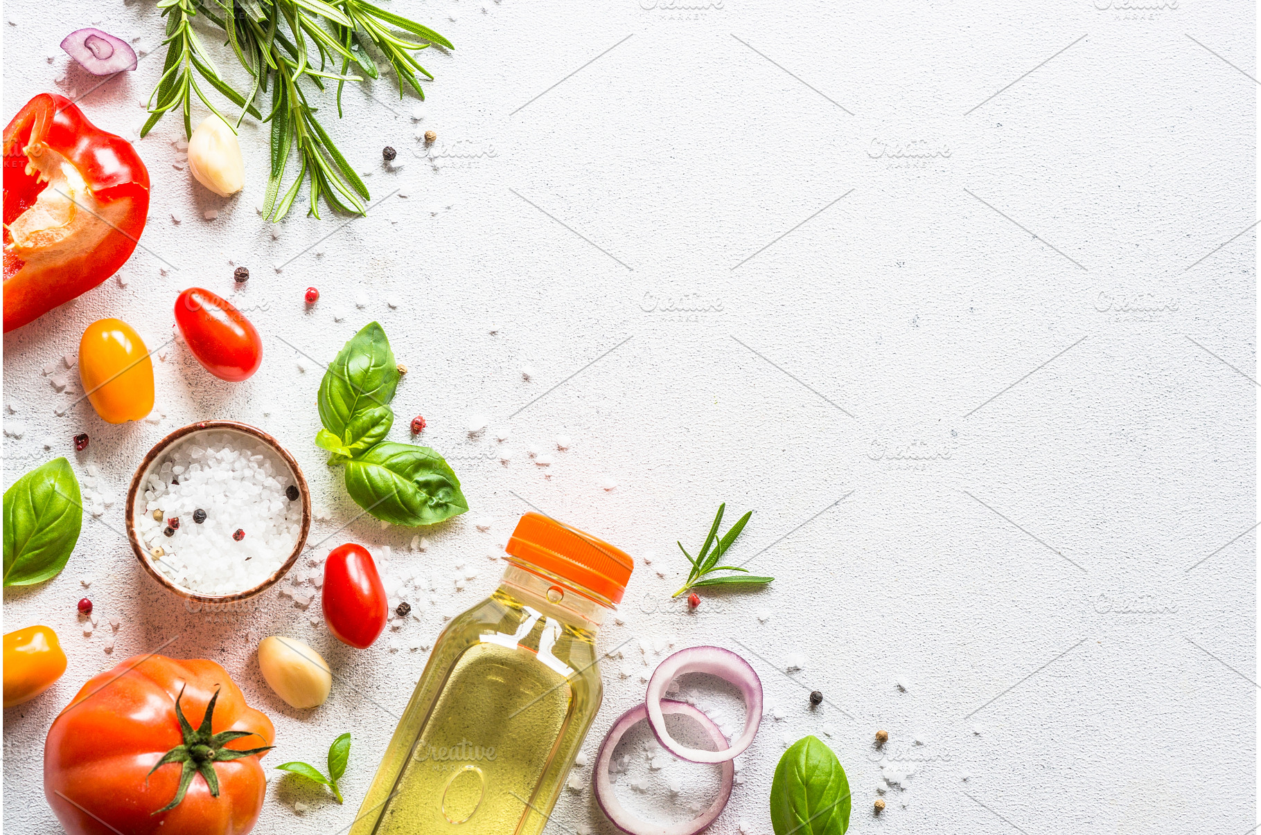 Food cooking background on white, a Food & Drink Photo by Nadia-nb