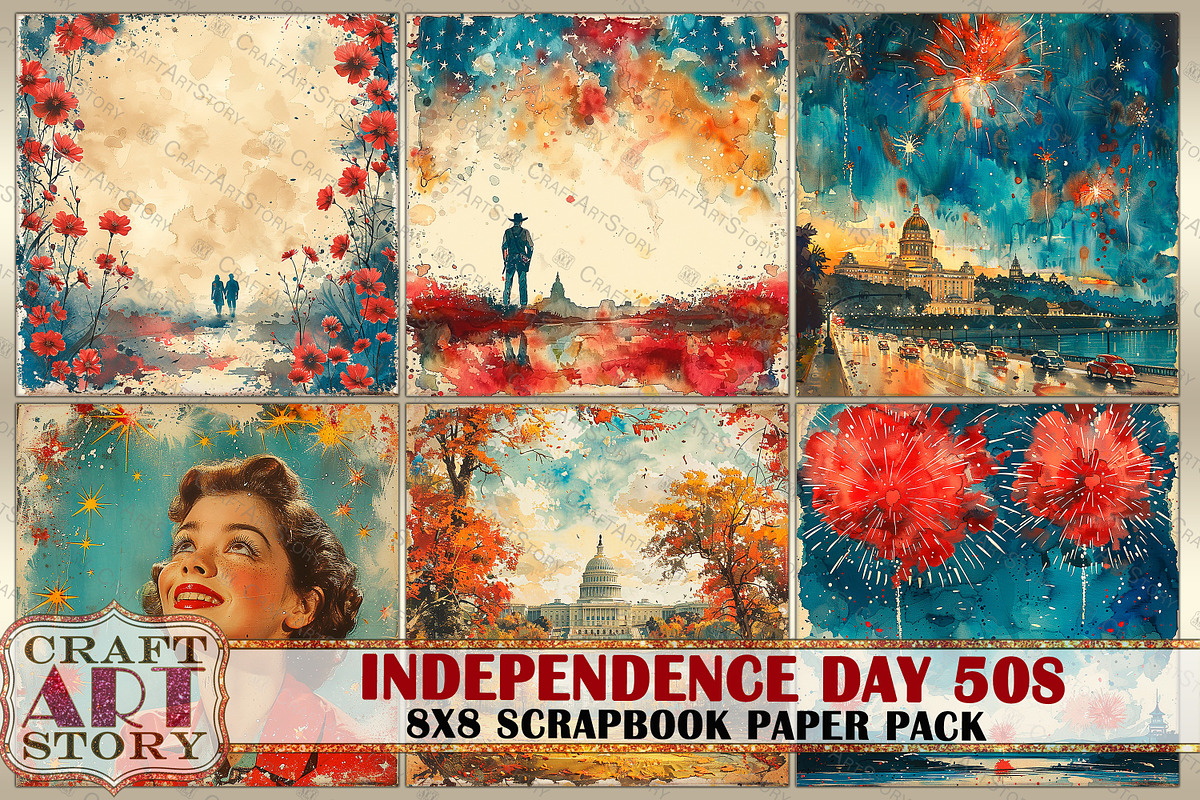 Retro Independence Day 50s journal, a Person Illustration by CraftArtStory (Photo 6 of 7)