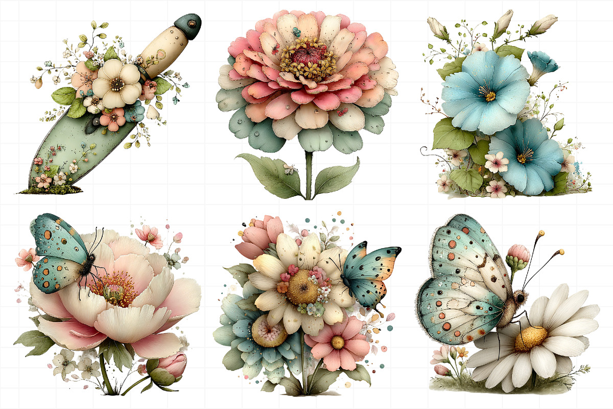 Summer Garden Watercolor Clipart, an Illustration by Daily.Designs (Photo 3 of 7)