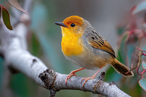 Golden-headed cisticola perched on b, a Photo by Pixeness Studio