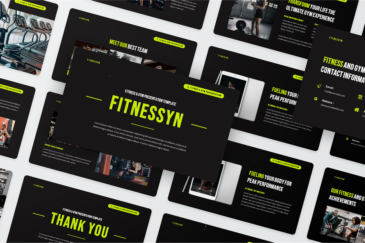 Fitnessyn - Fitness & Gym PowerPoint, a Presentation Template by SquidPixey (Photo 6 of 6)