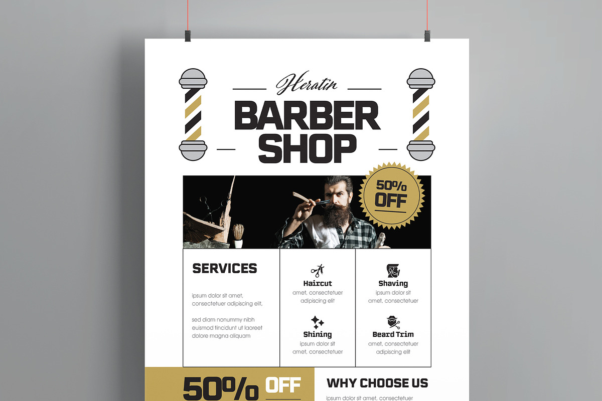 Modern Barber Shop Flyer Template, a Flyer Template by MightyDesign (Photo 4 of 8)