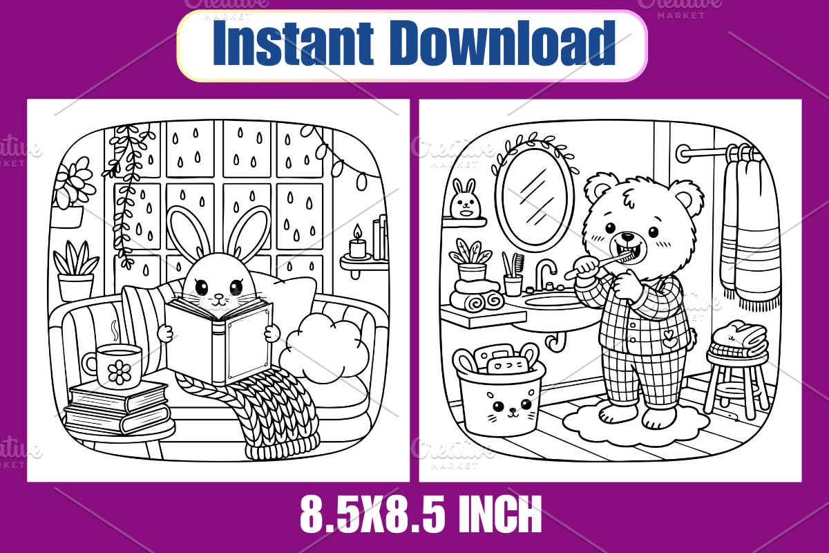 Cottage Hygge Coloring Pages, an Animal Illustration by Coco Bloom (Photo 3 of 3)