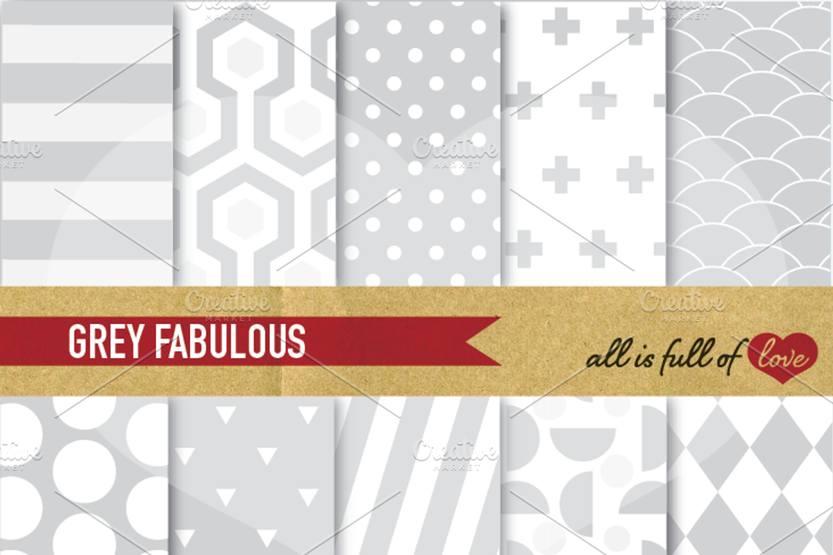 Grey Digital Printable Patterns, a Pattern Graphic by All is full of Love