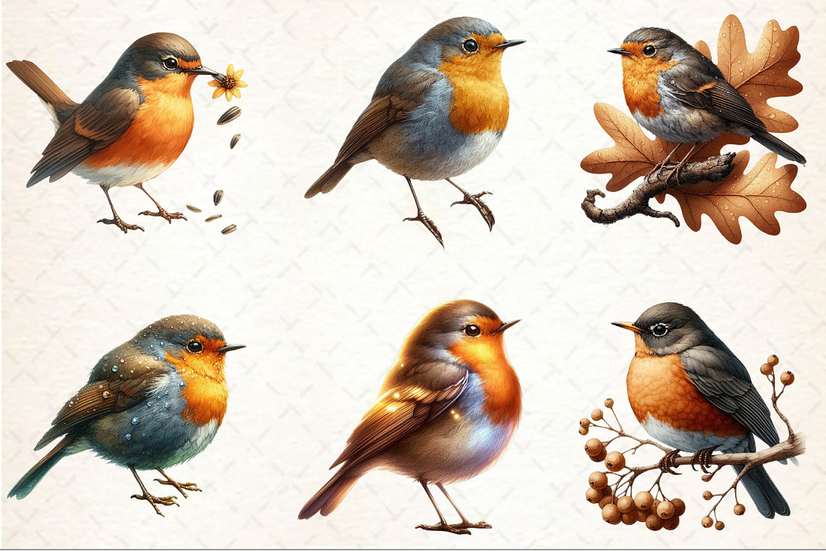 Autumn American Robin Bird Clipart, a Seasonal Illustration by Rose Art (Photo 3 of 7)