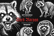 10 Bundle Dark Art Racoon Scary, an Illustration by Morspective (Thumbnail 1 of 7)