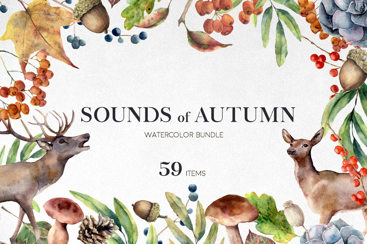 Autumn fall Watercolor fall clipart, an Animal Illustration by Yuliya Derbisheva (Photo 1 of 8)