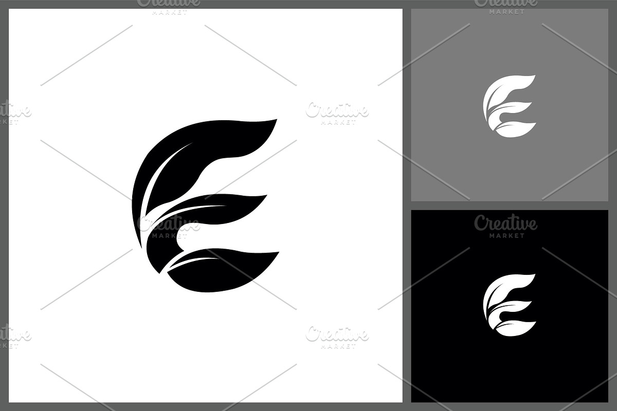 Letter E Logo with Leaf Shapes, a Branding & Logo Template by quadrazo
