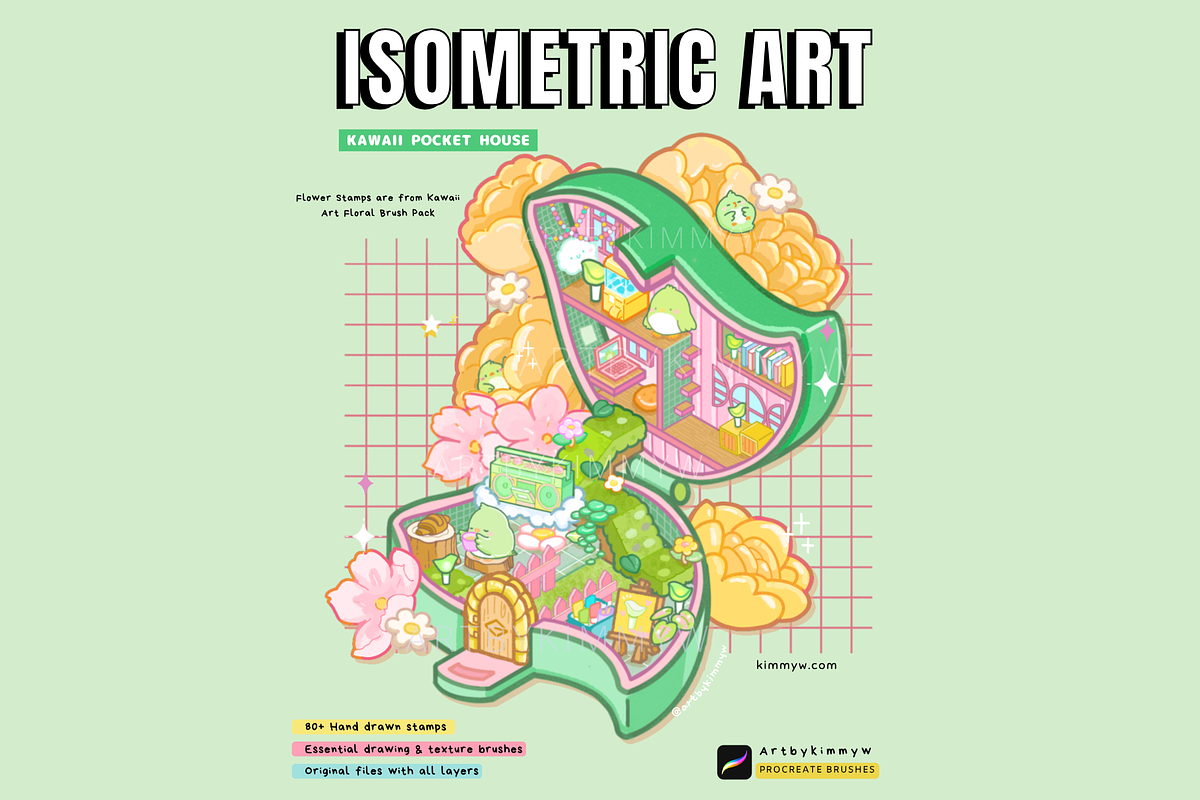 Procreate Kawaii Pocket House stamps, a Brush Add-On by Artbykimmyw (Photo 7 of 7)