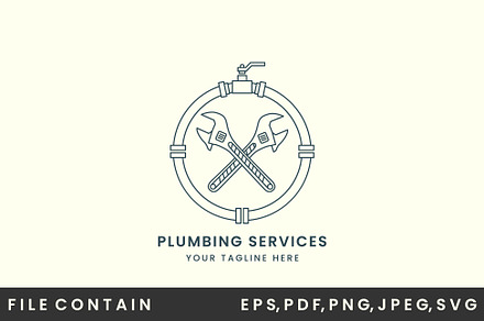 plumbing service logo vector line