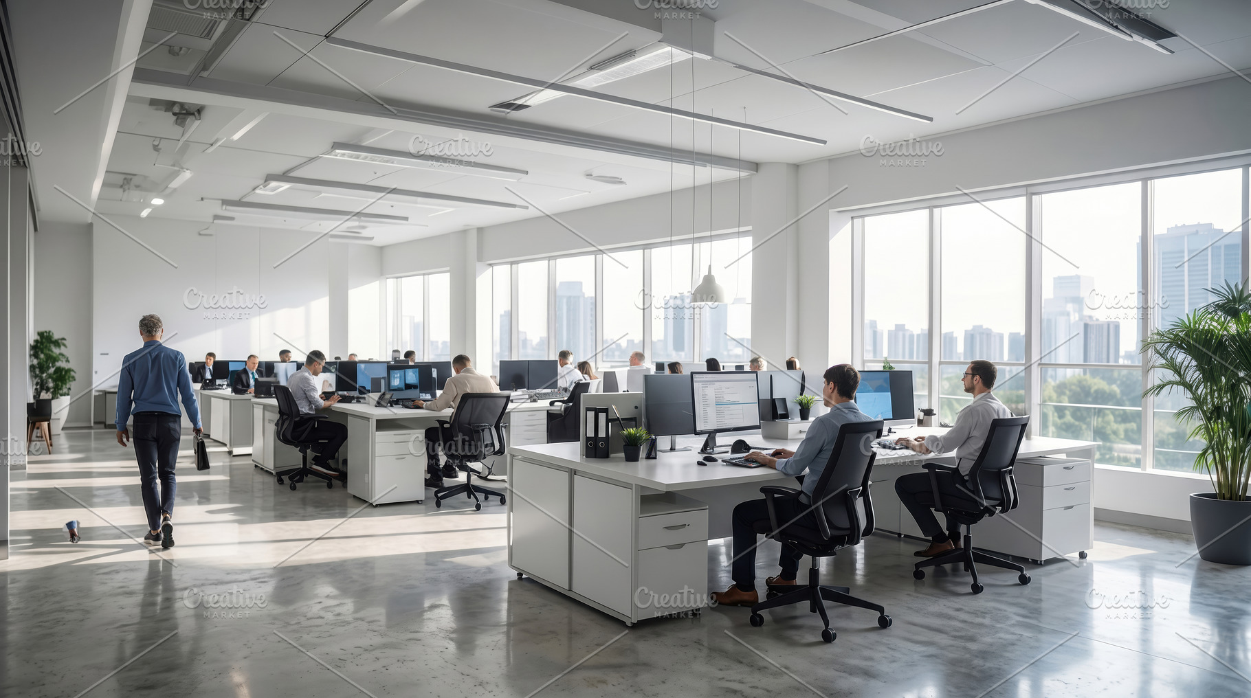 Modern Open Office Workspace With Employees, a Business Photo by Davizro's Market