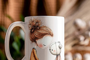Whimsical Girl & Dog Love Clipart, a Graphic by one-touch (Thumbnail 3 of 16)
