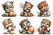 Whimsical Funny Easter Cat Clipart, an Illustration by Craft Nest (Thumbnail 3 of 6)