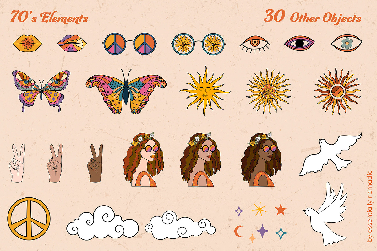 Retro Revival 70s Graphic Collection, a Pattern Graphic by Essentially Nomadic (Photo 4 of 16)