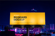 Billboard Mockup City Night Scene, an Advertising Mockup by Farabion Studio (Thumbnail 1 of 3)