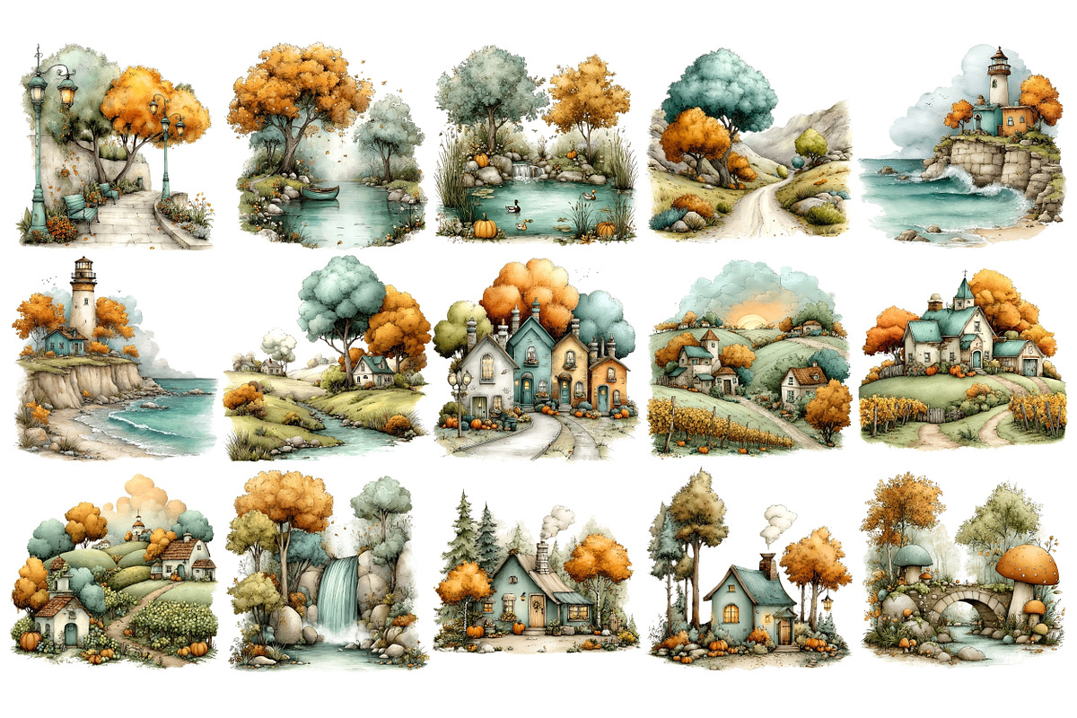 Autumn Landscapes PNG Clipart, a Seasonal Illustration by Nicolle's Colorful Art (Photo 4 of 4)