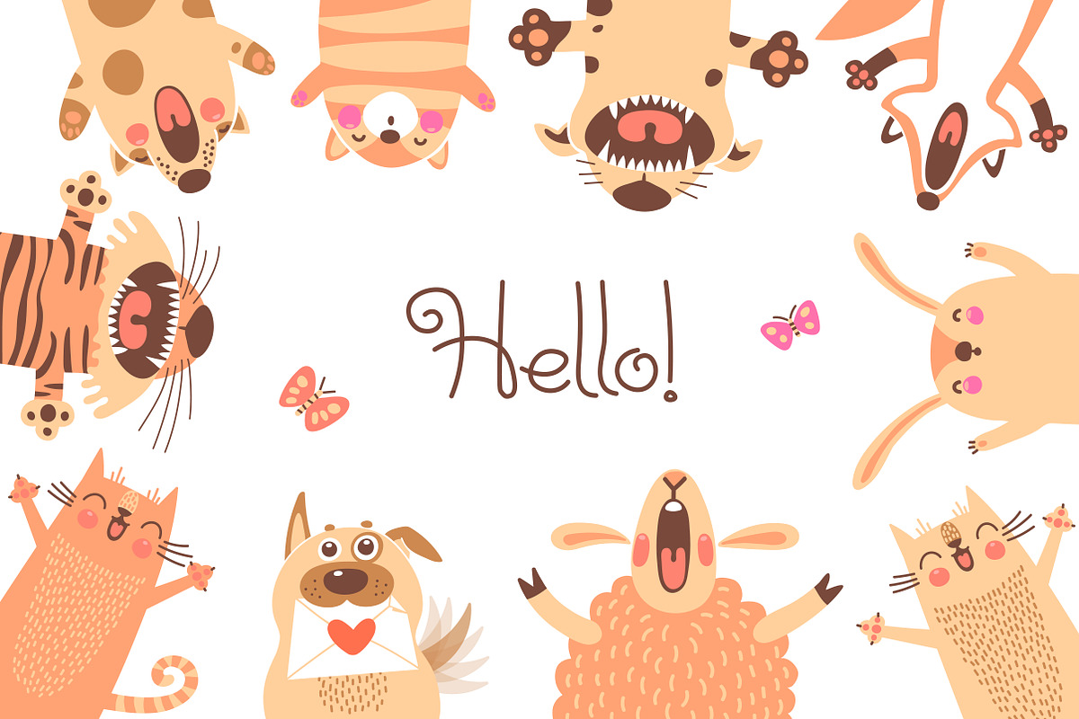 Card Kit with Cute Animals, a Card Template by Baksiabat (Photo 2 of 5)