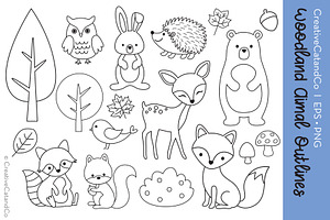 Woodland Animal Outlines Vector EPS