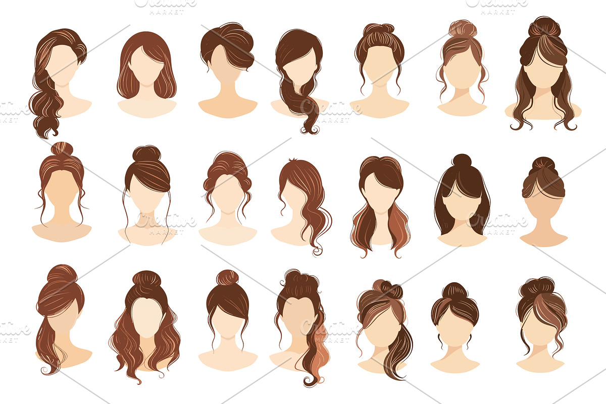 Women hairstyles. Woman haircut girl, an Object Illustration by Stock-Smart-Start
