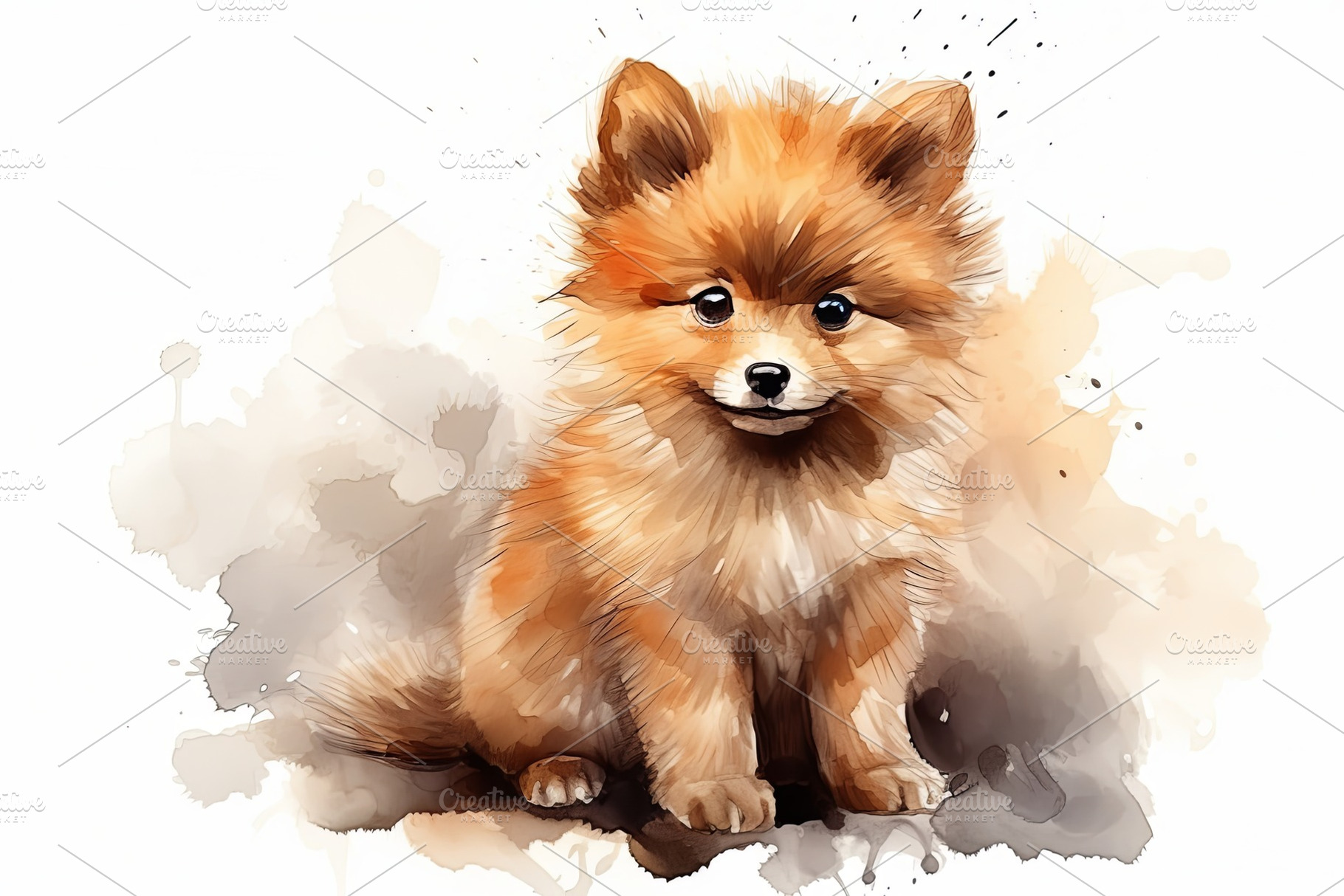 Watercolor puppy dog and animals pet, an Animal Photo by Pixeness Studio