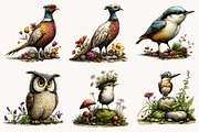 Whimsical Woodland Birds Clipart, a Seasonal Illustration by Designworld (Thumbnail 5 of 10)