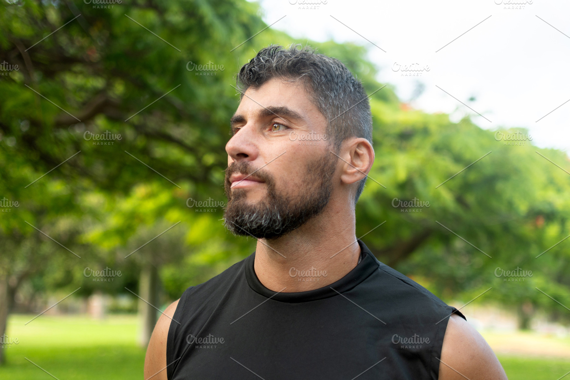Athletic man looking ahead outdoors, a Sports & Recreation Photo by etorres69